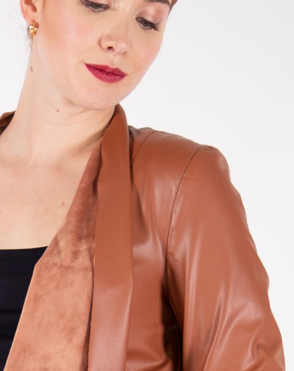 Synthetic leather Long Coat