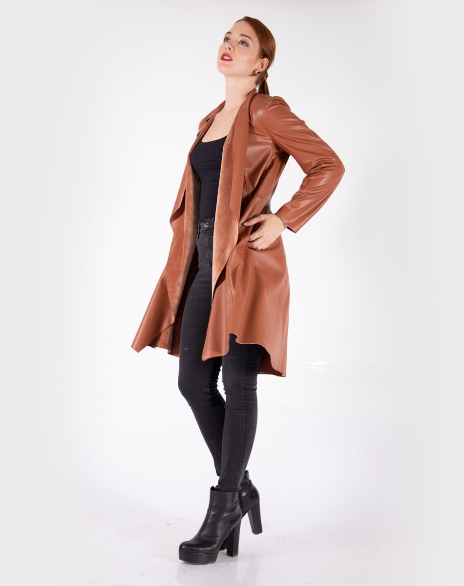 Synthetic leather Long Coat