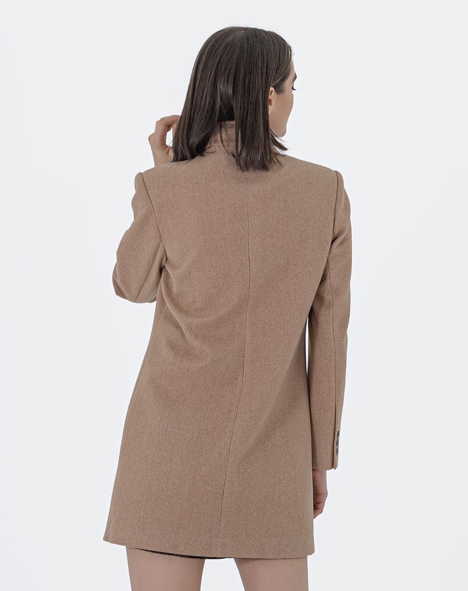 High Collar Coat With Double breasted