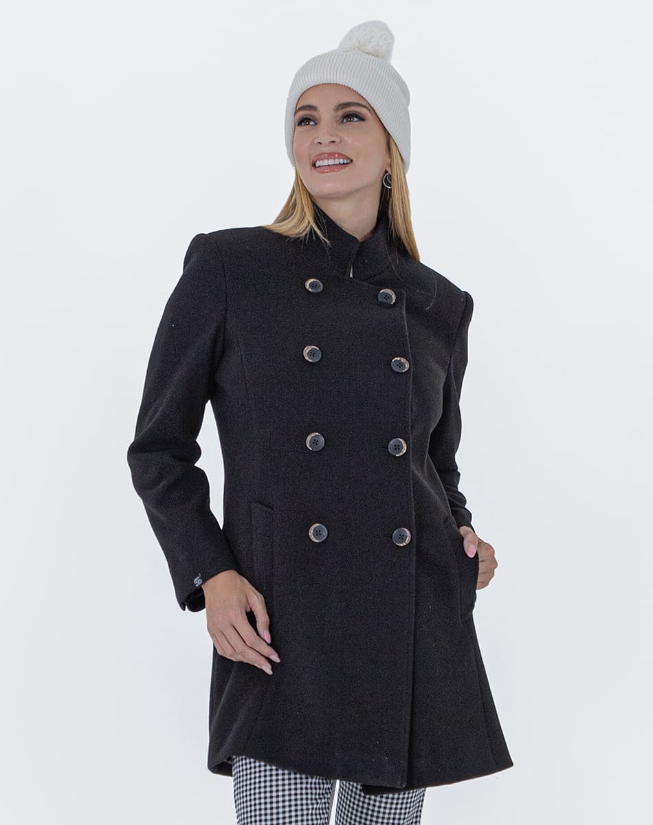 High Collar Coat With Double breasted