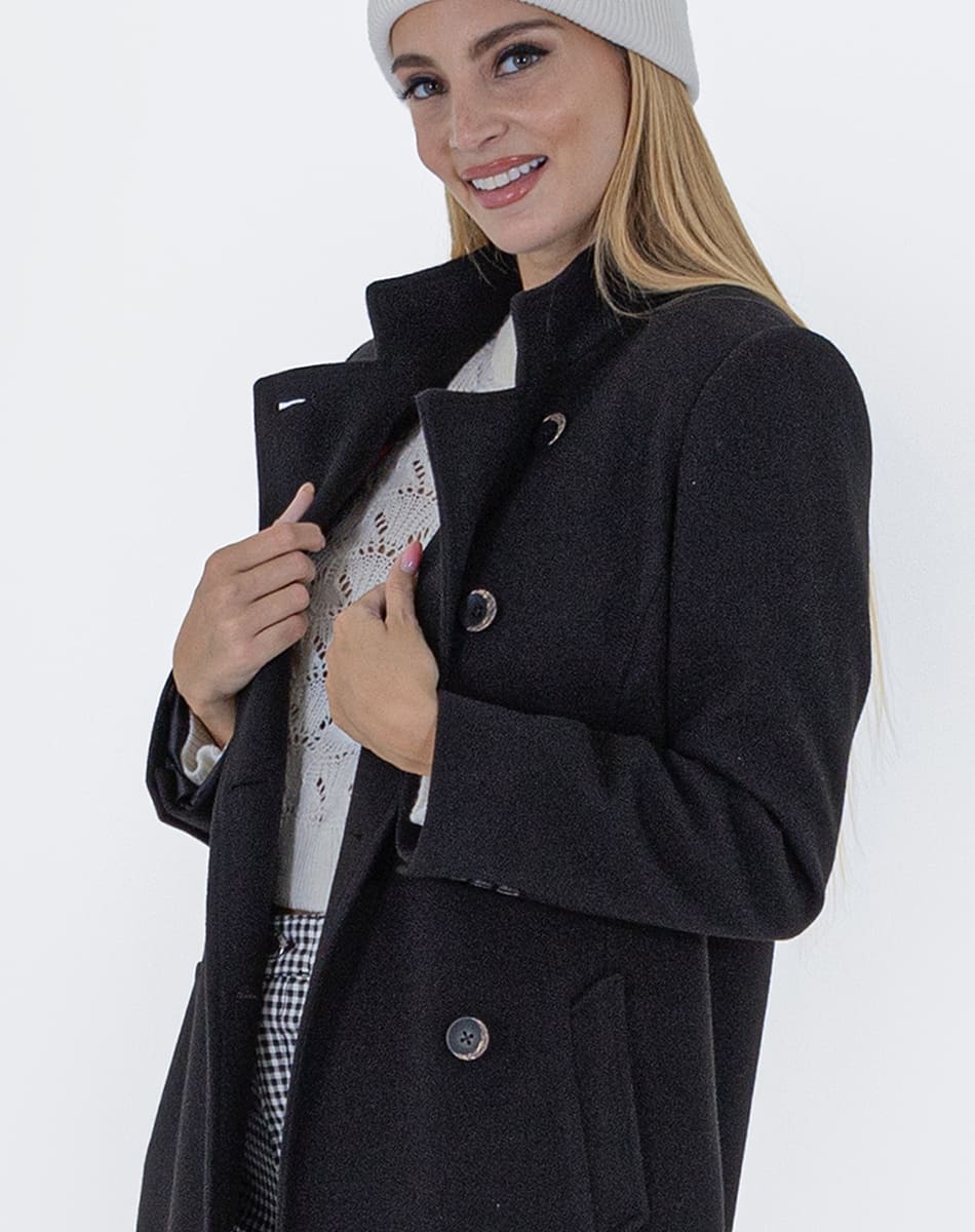 High Collar Coat With Double breasted