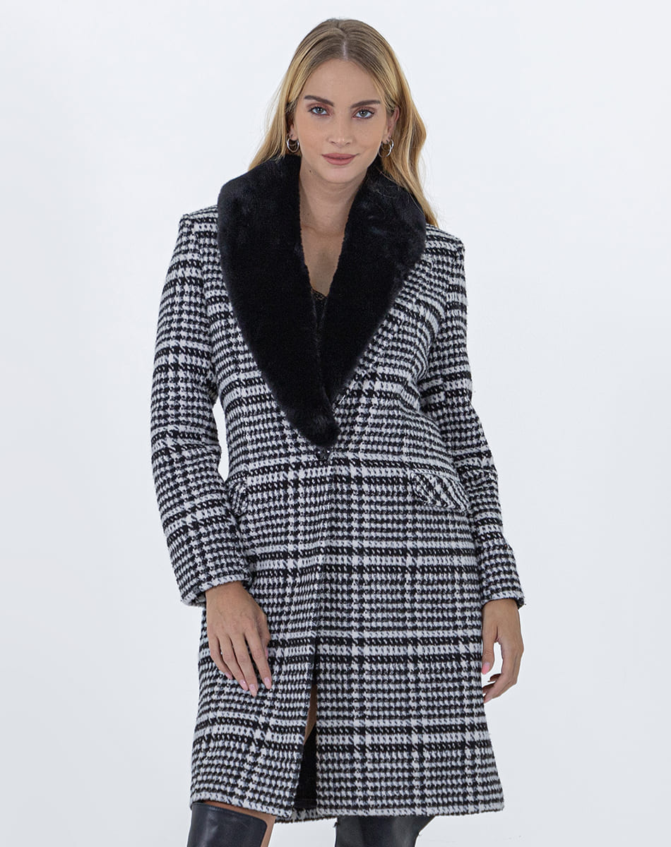 Tall Coat with Plush Collar