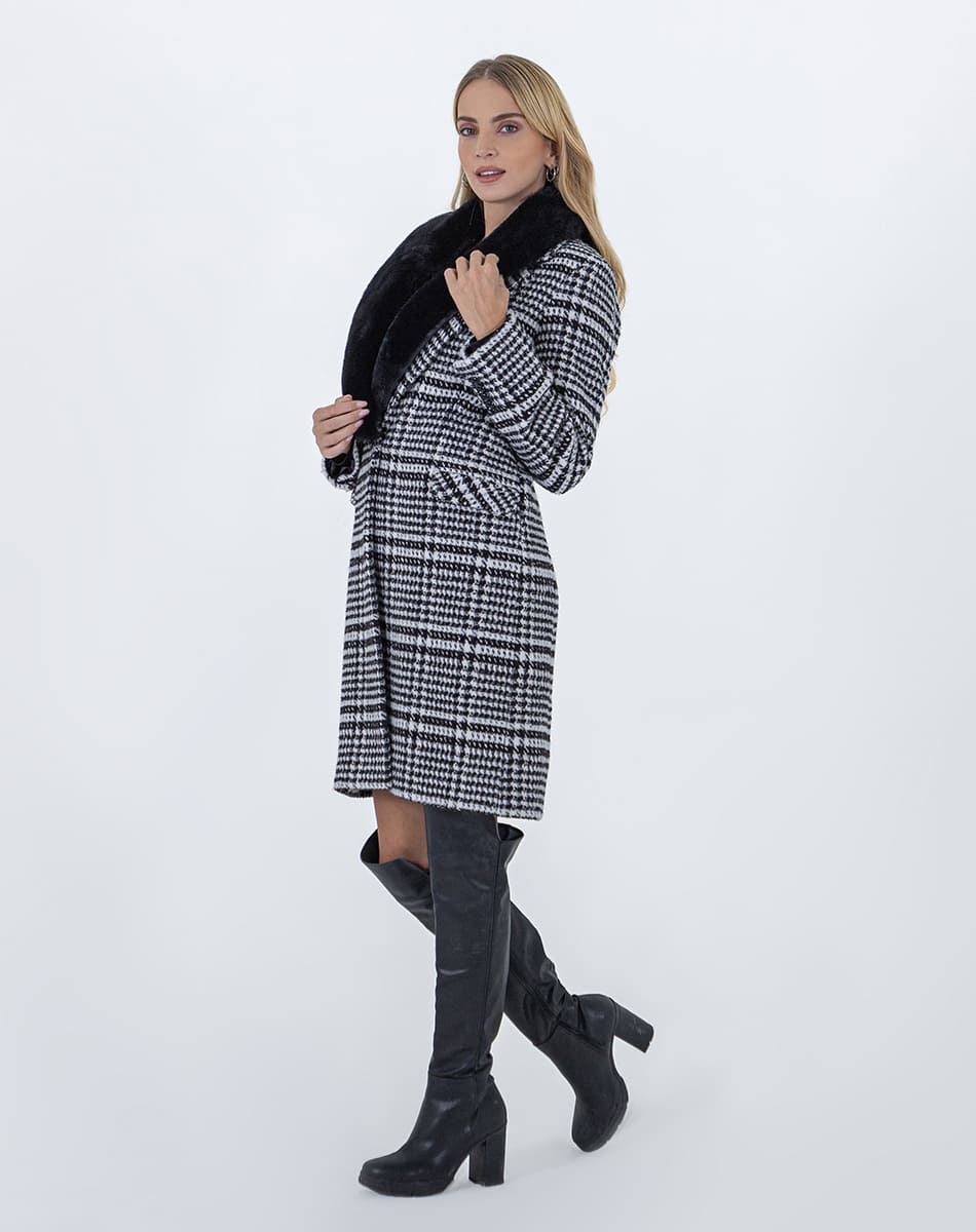 Tall Coat with Plush Collar