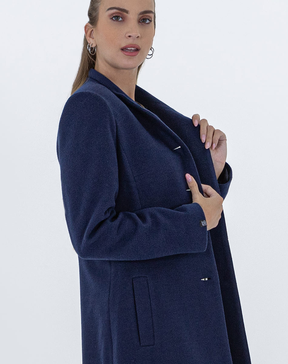 Straight High Coat With Tall Collar