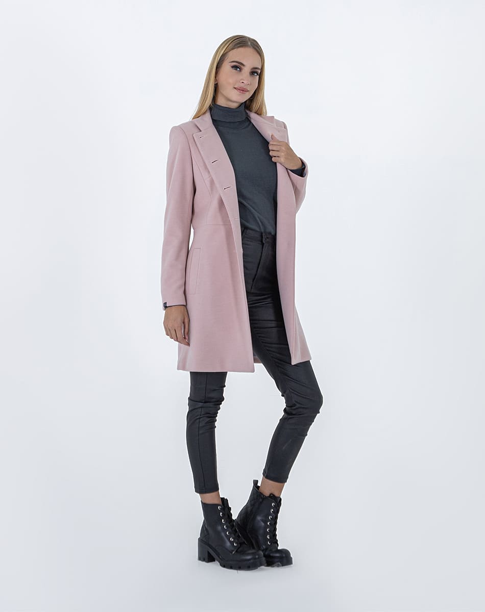 Straight High Coat With Tall Collar