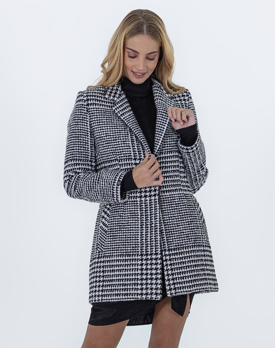 Checked Lapel Coat