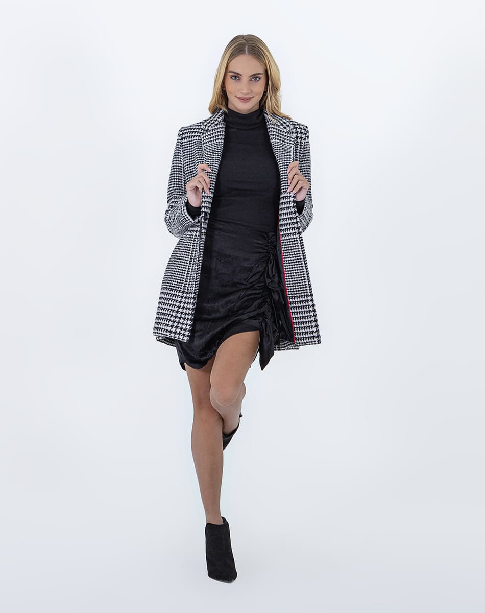 Checked Lapel Coat