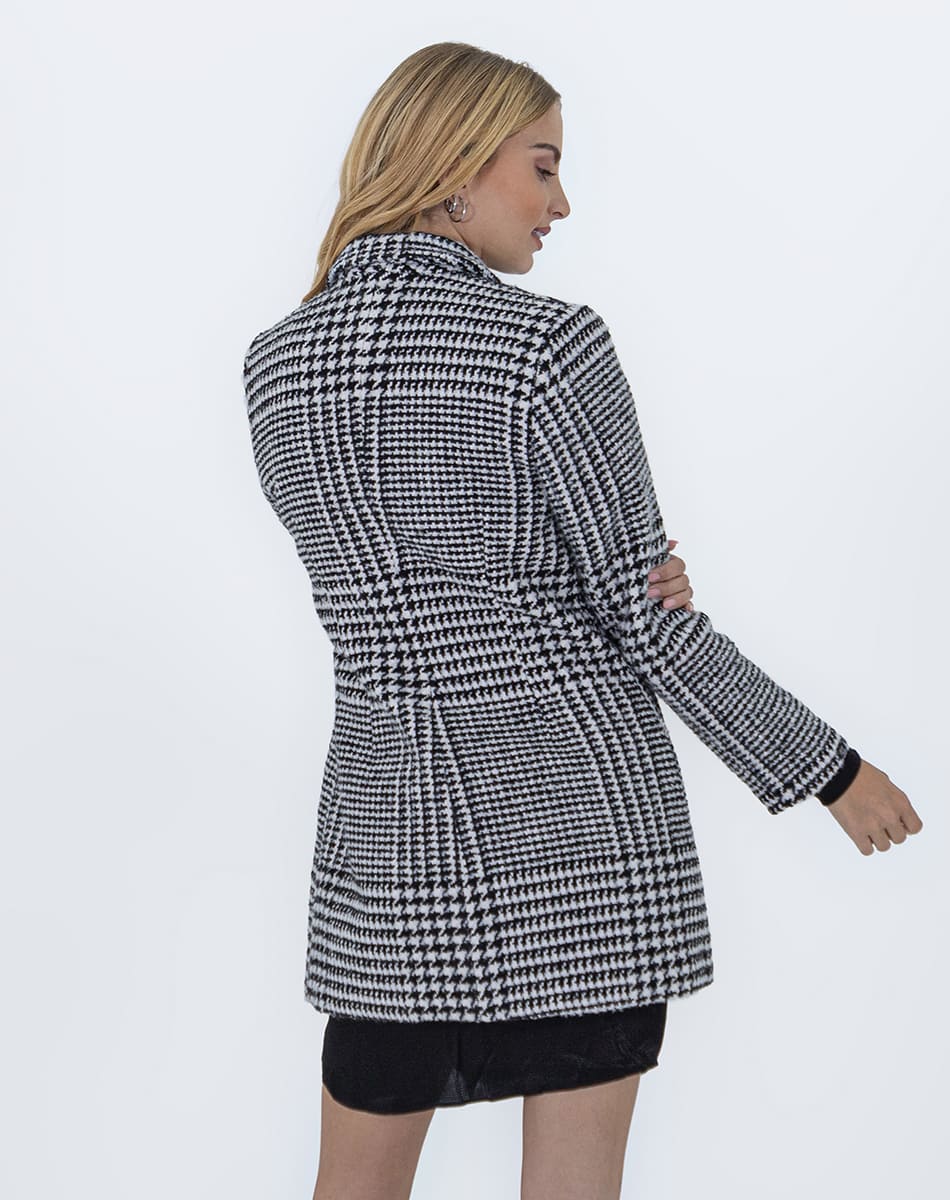 Checked Lapel Coat