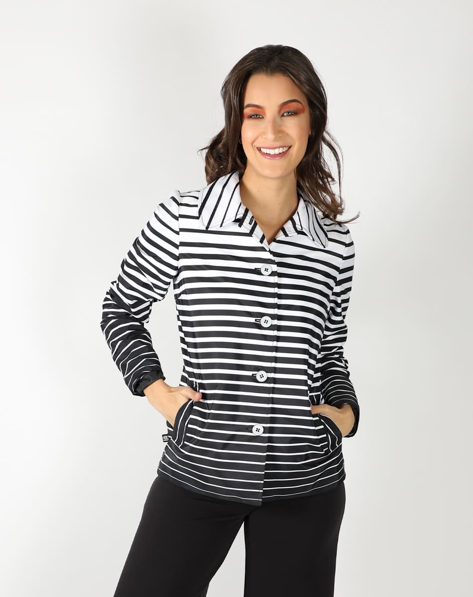 Striped trench coat