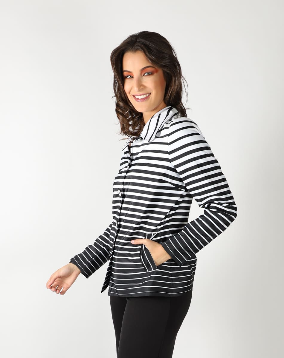 Striped trench coat