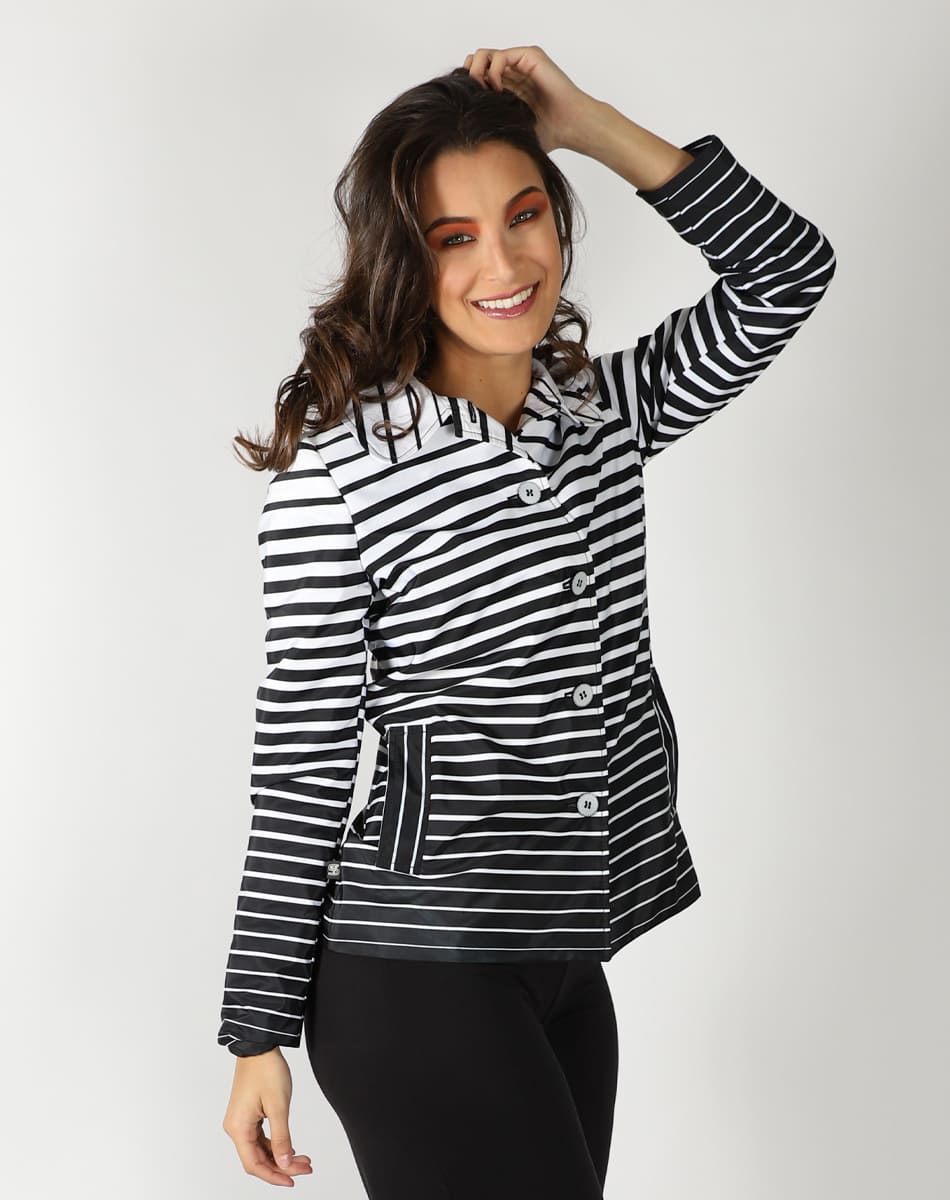 Striped trench coat