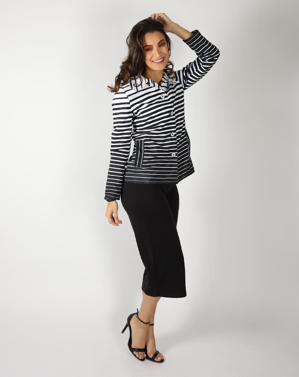 Striped trench coat