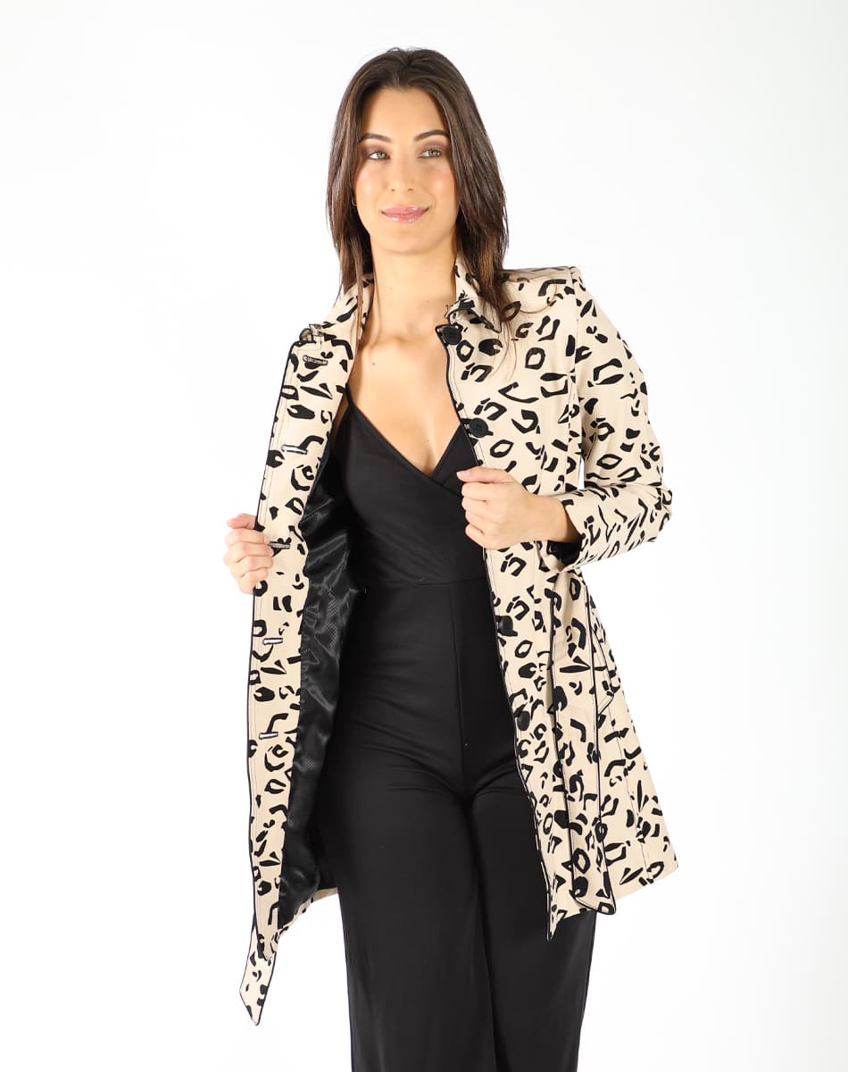 Leopard print trench coat