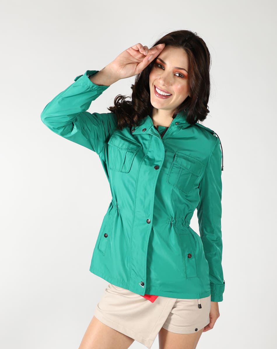 Hidden hood trench coat