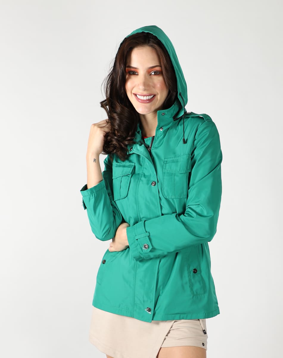 Hidden hood trench coat