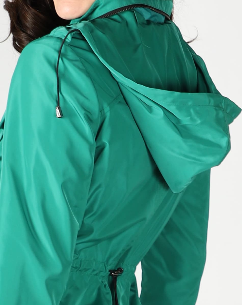 Hidden hood trench coat