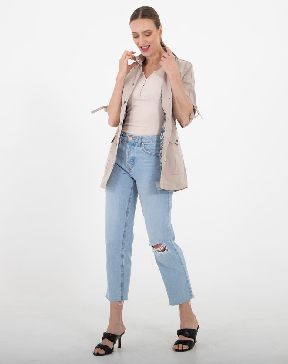 Casual long raincoat