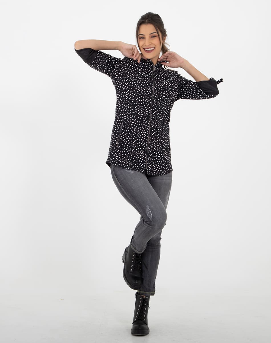 Shyla | Black  Animal Print raincoat