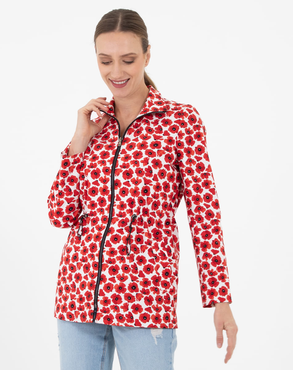 Flower printed raincoat