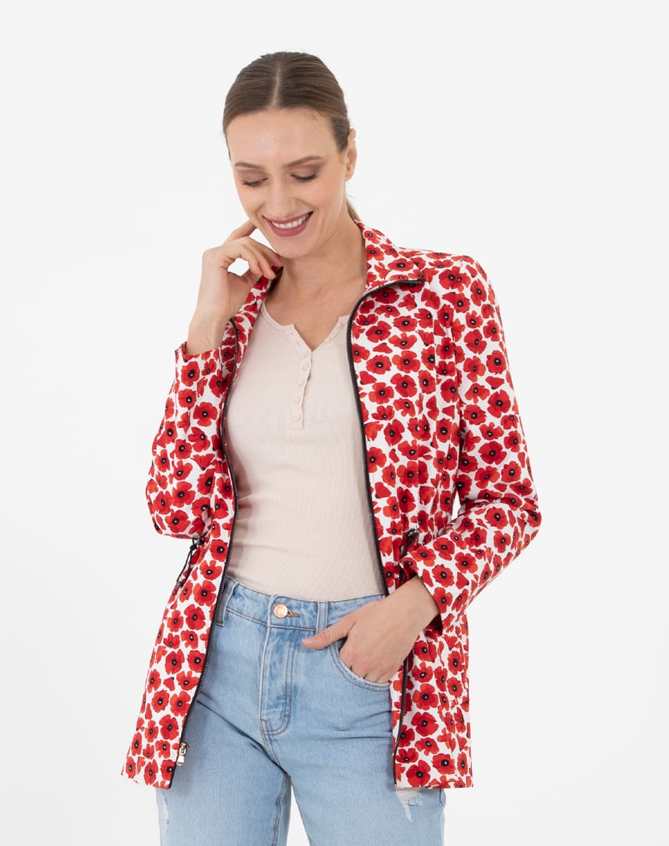 Flower printed raincoat