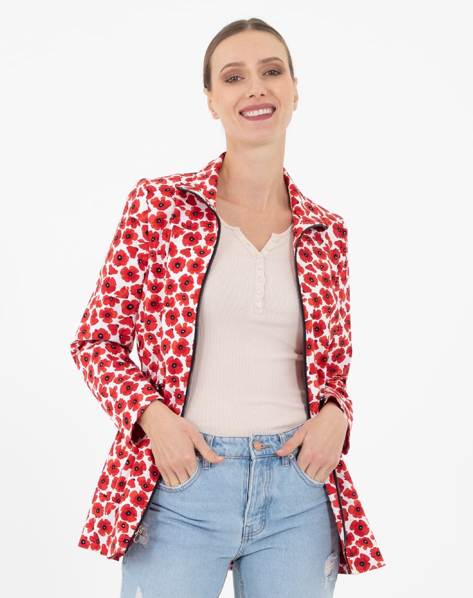 Flower printed raincoat