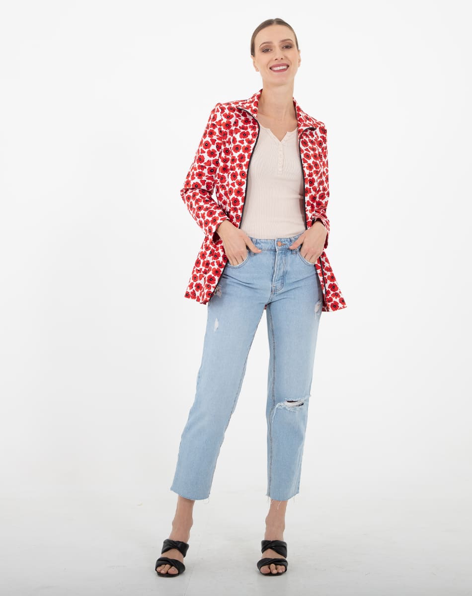Flower printed raincoat
