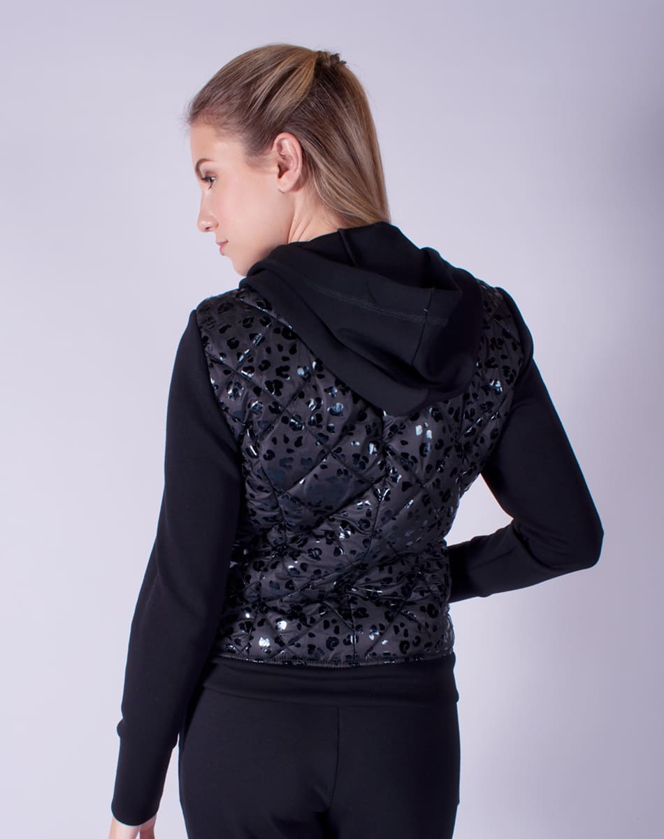 Jacket with animal print hood