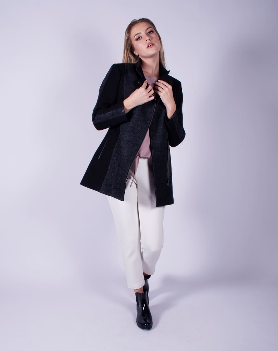 Coat with asymmetrical front