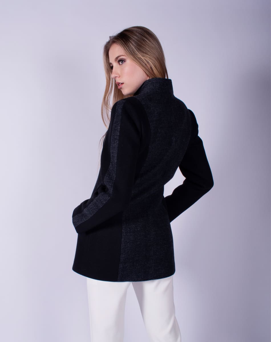Coat with asymmetrical front
