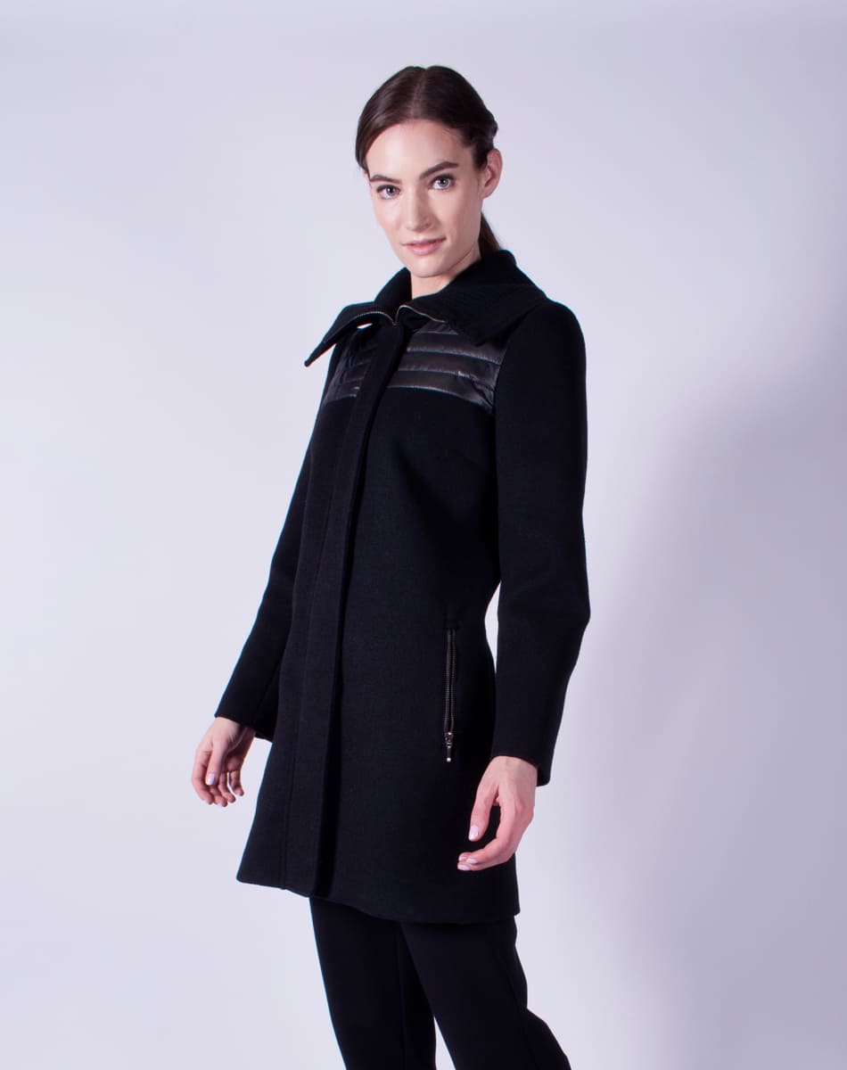 Coat combination of textures