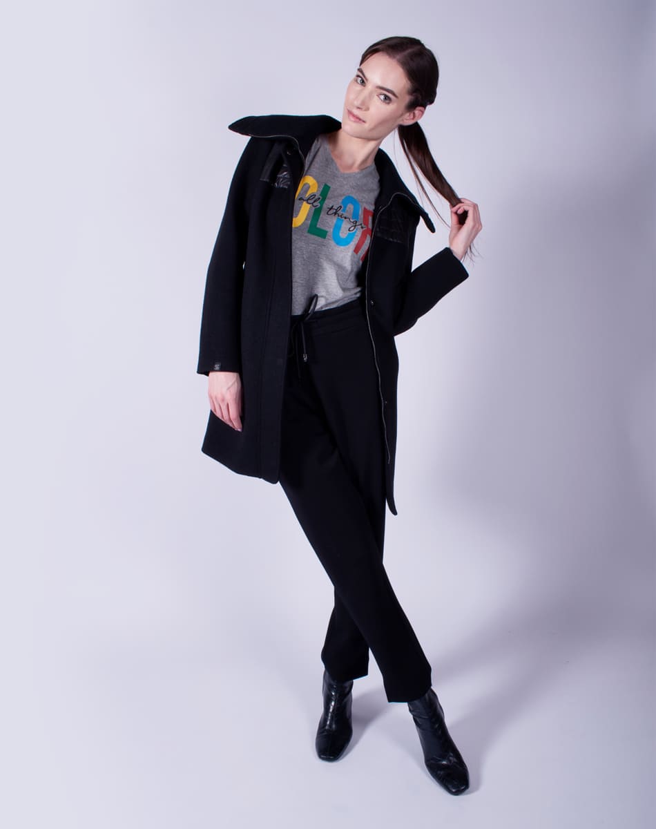Coat combination of textures