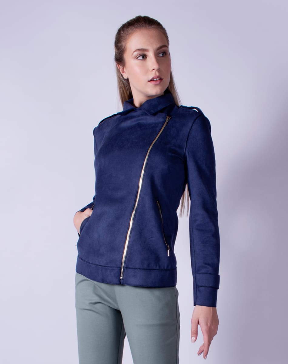 Suede biker coat