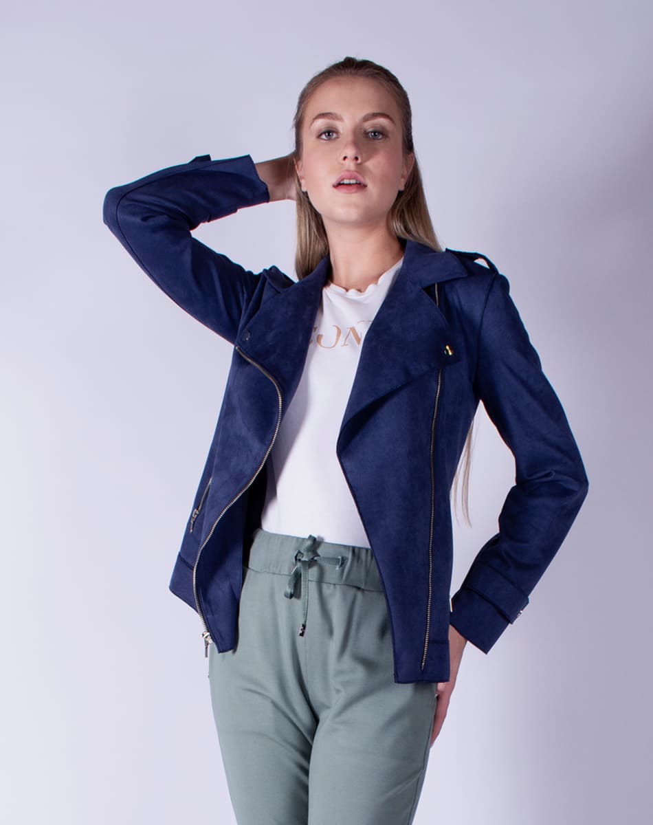 Suede biker coat