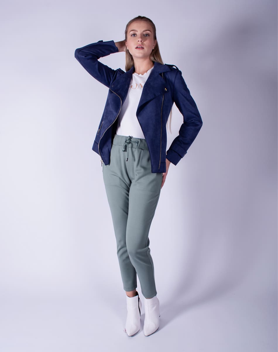 Suede biker coat
