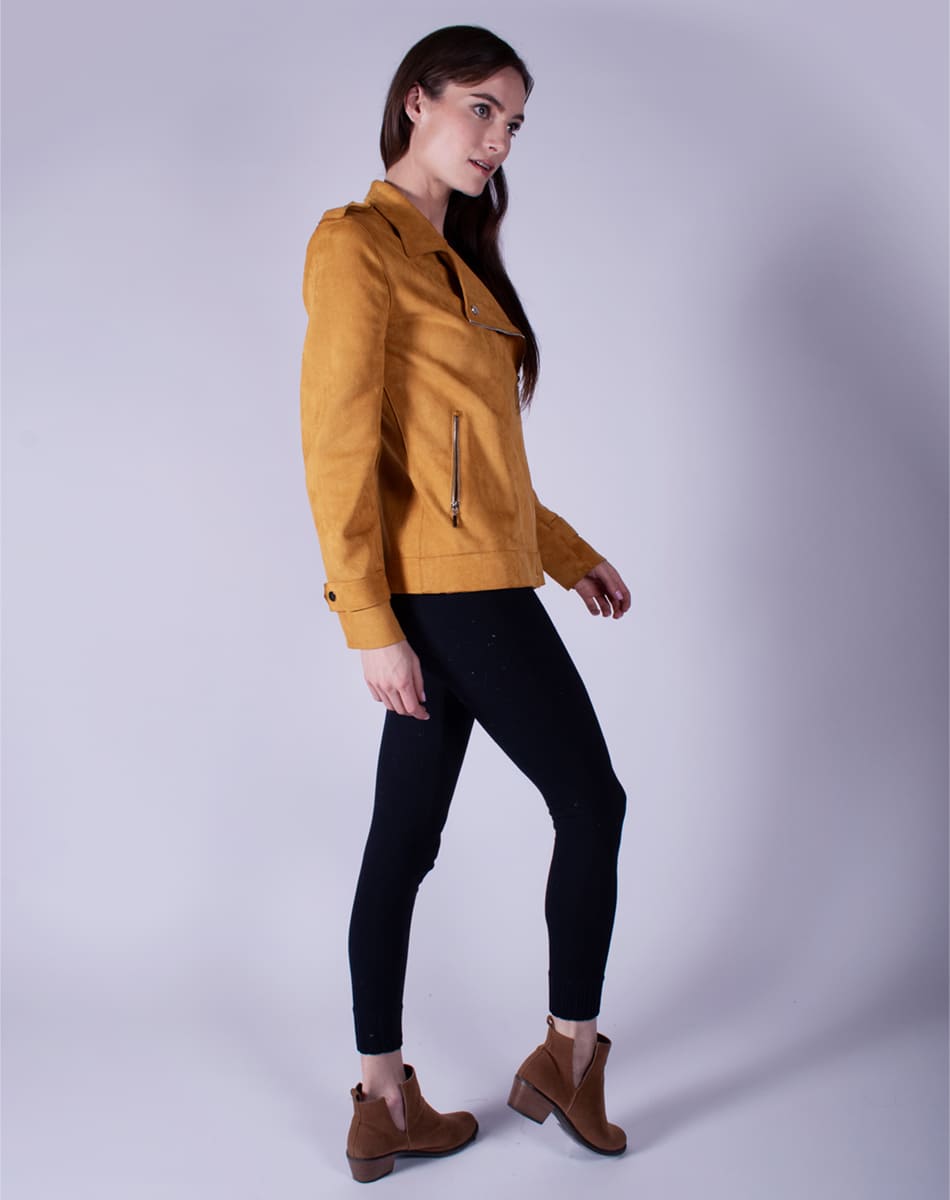 Suede biker coat
