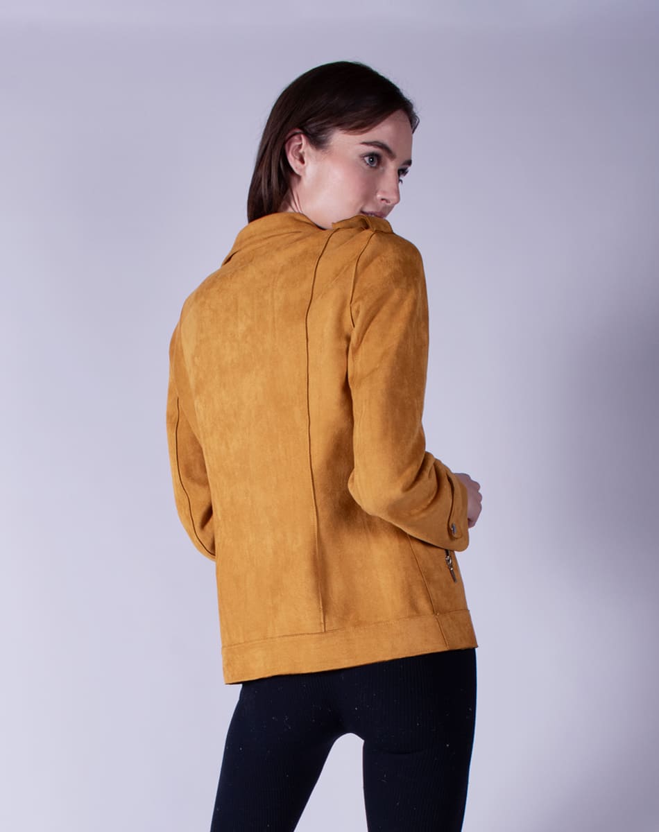 Suede biker coat