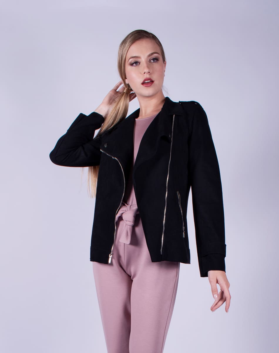 Suede biker coat