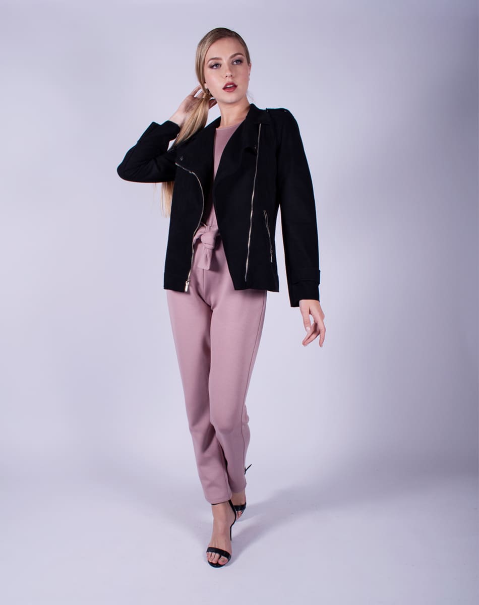 Suede biker coat