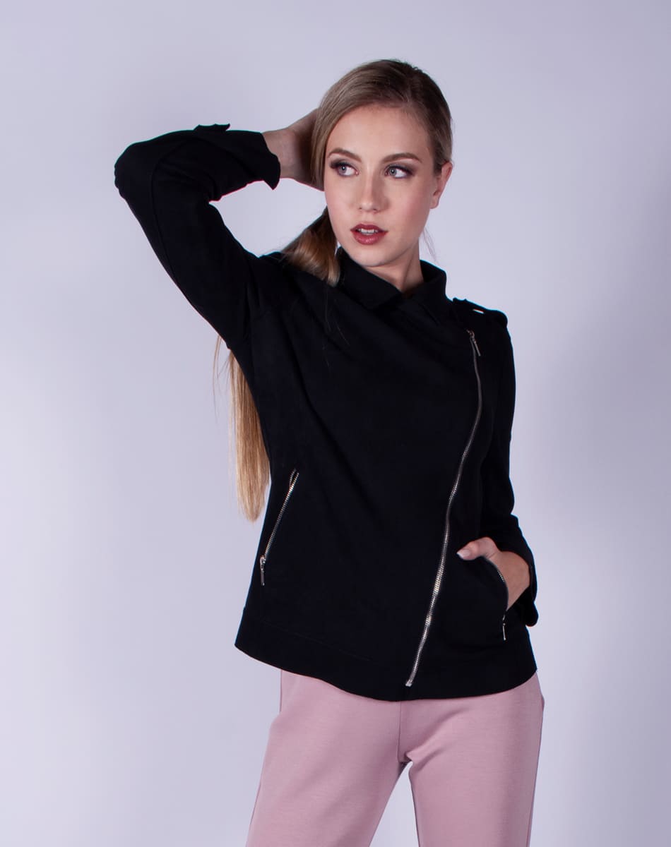 Suede biker coat