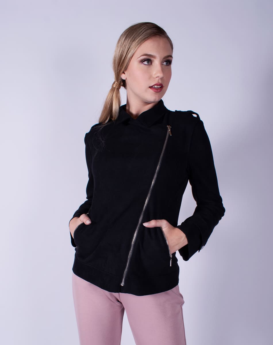 Suede biker coat