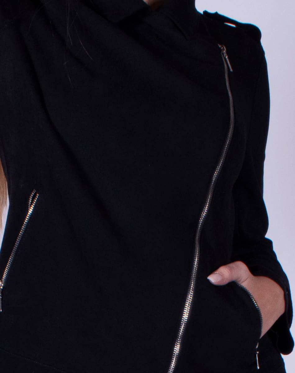 Suede biker coat