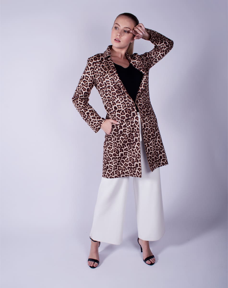 Animal print suede