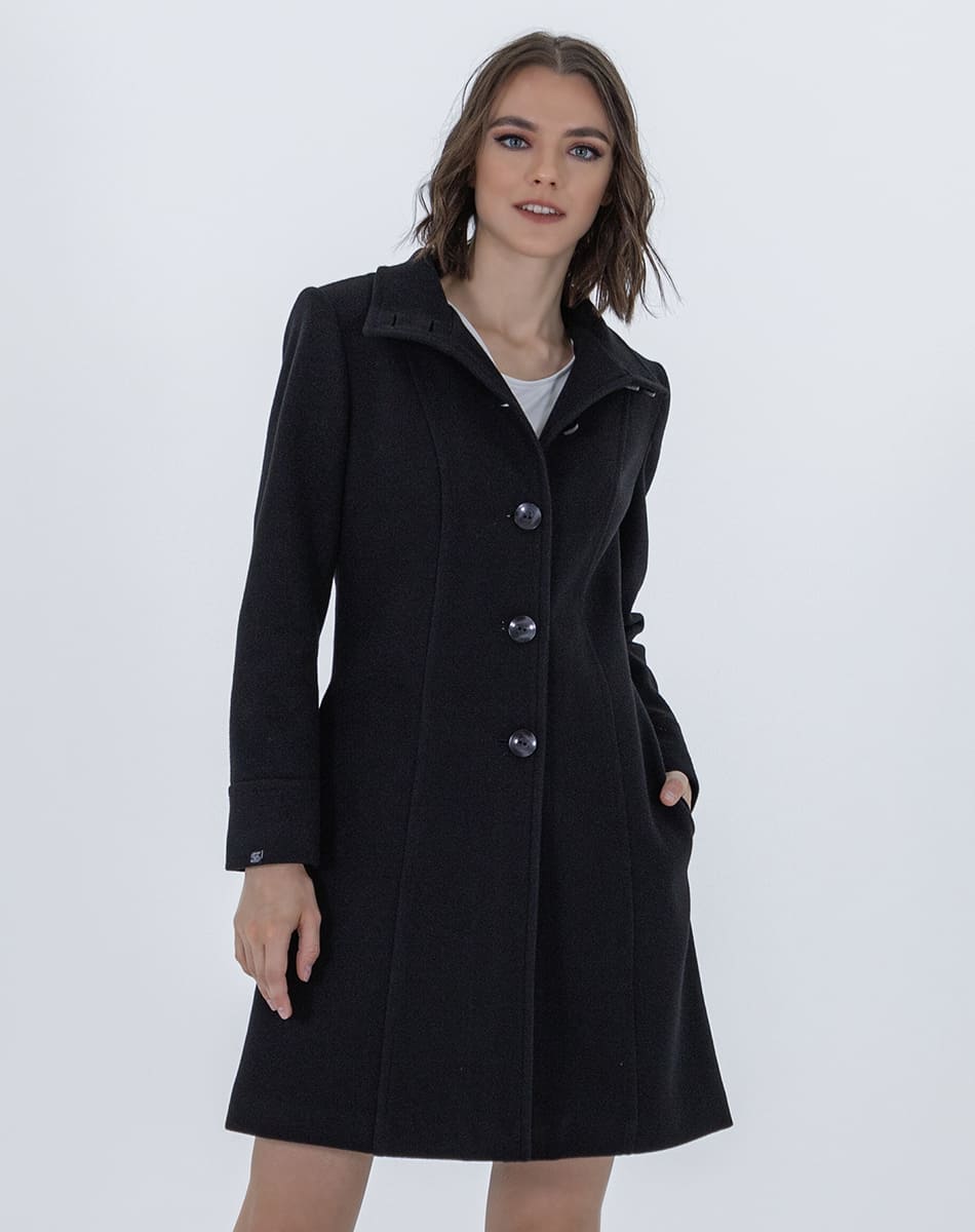 High Collar Coat With Double Button
