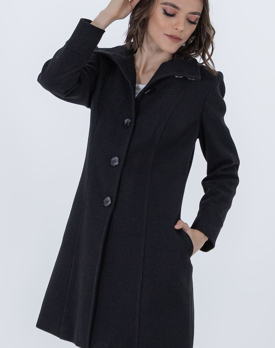 High Collar Coat With Double Button