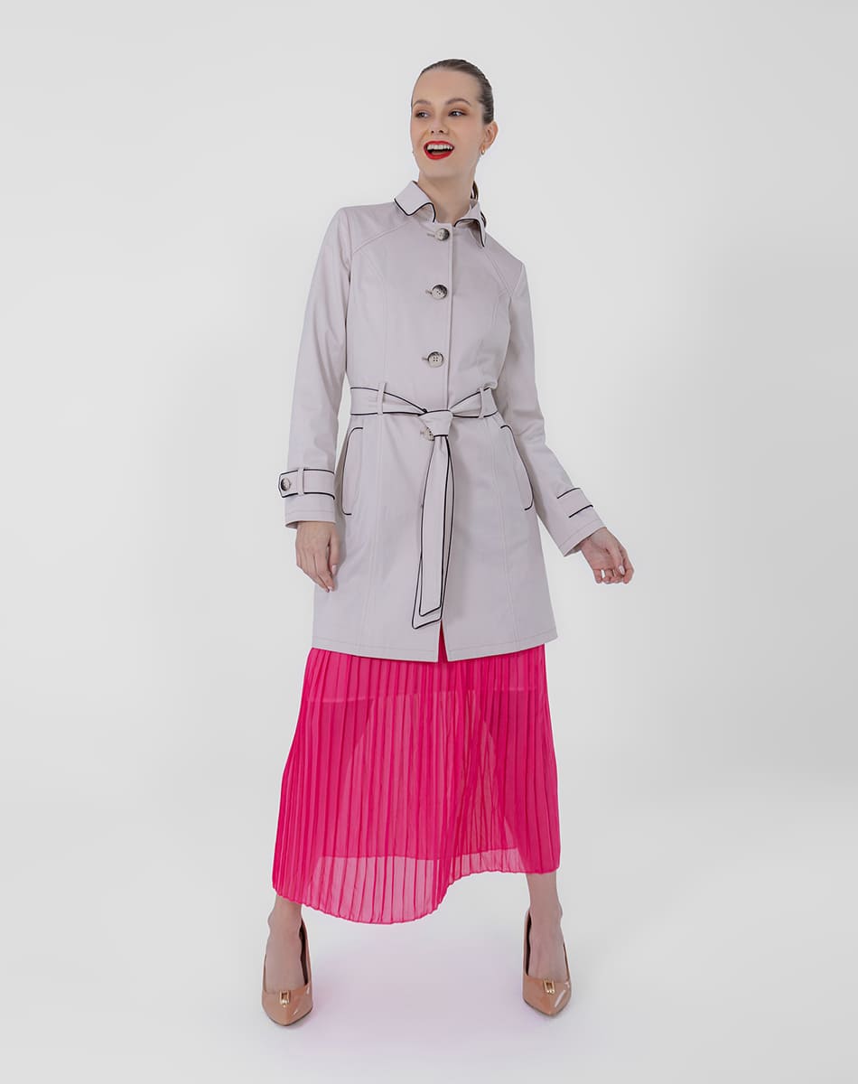 SHYLA | Classic Long Trench Coat with Belt and Buttons