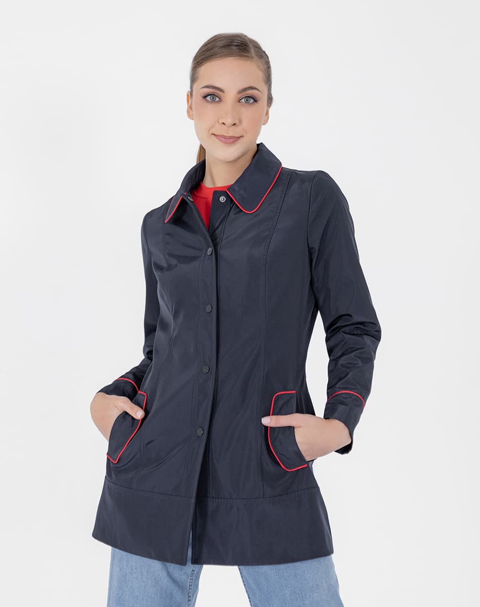 SHYLA | LONG TRENCH COAT WITH BROOCHES IN THE FRONT