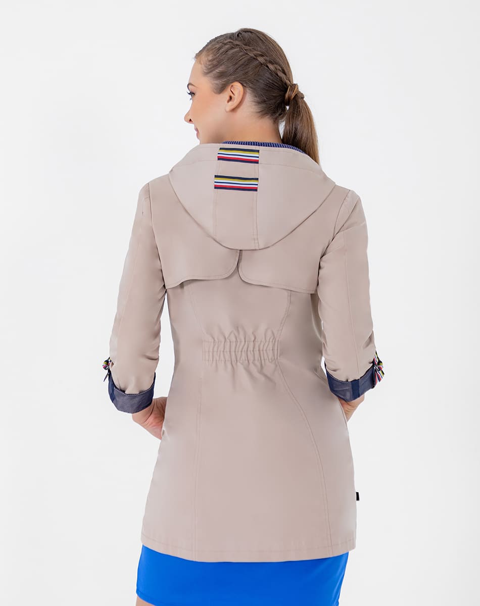 SHYLA | LONG TRENCH COAT WITH HOODED ROLLED SLEEVES