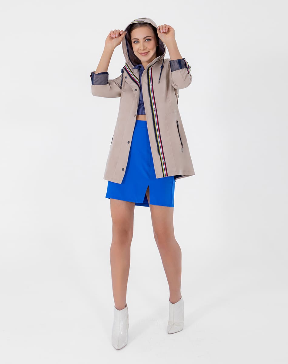 SHYLA | LONG TRENCH COAT WITH HOODED ROLLED SLEEVES