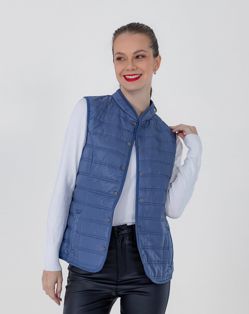 Quilted vest with mao collar