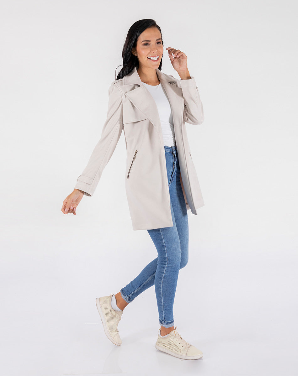 Long Suede Trench Coat